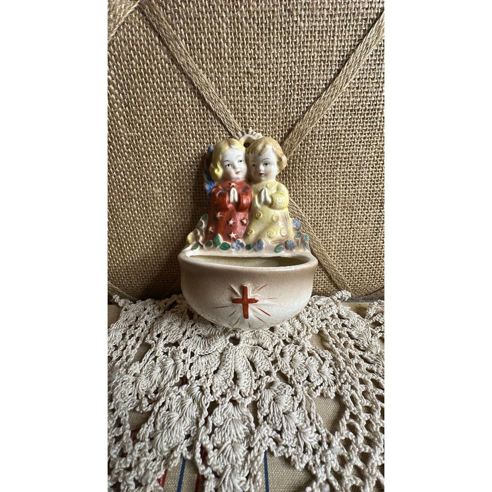 Vintage Goebel Sacrart "Praying Angel and Child" Holy Water Font HW15 Germany
